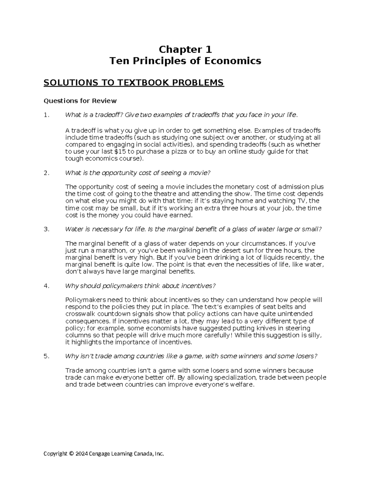 Chapter 1: Ten Principles of Economics - Solutions & Review Questions ...