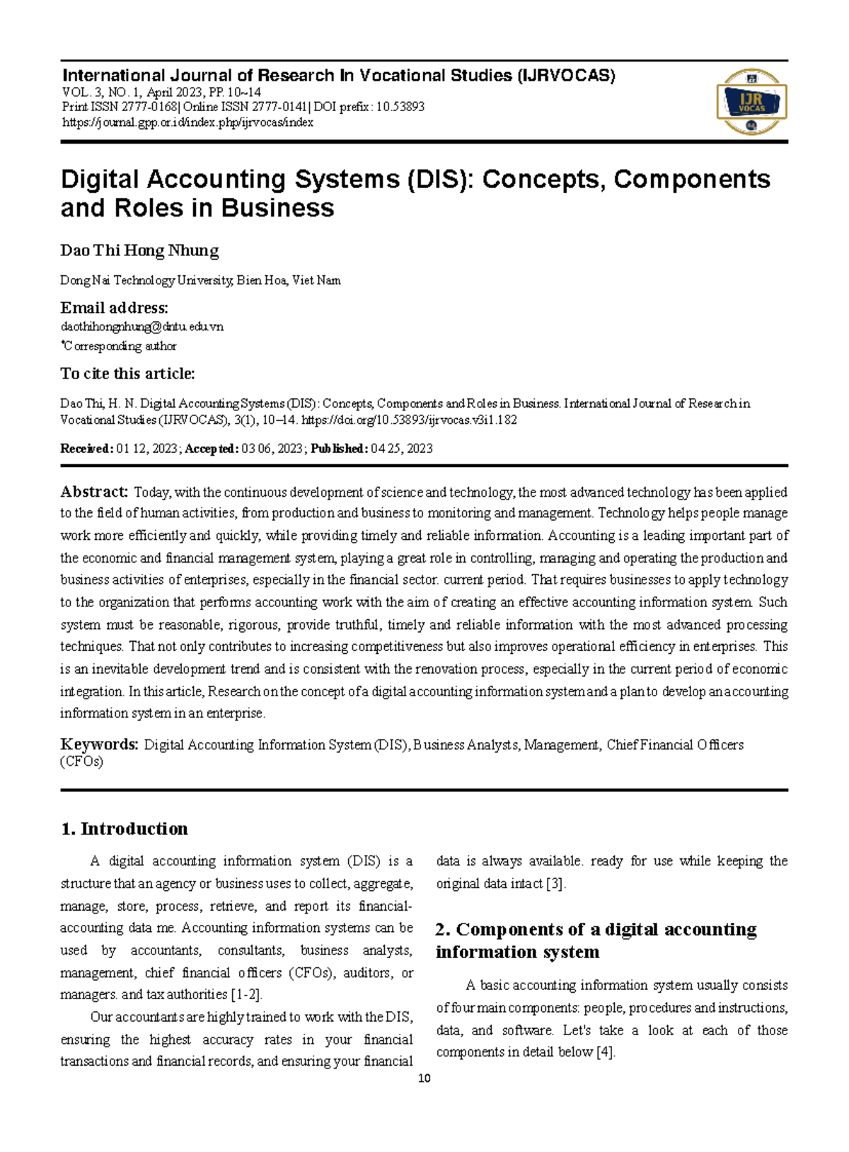 Digital Accounting Systems (DIS): Concepts and Components Overview ...