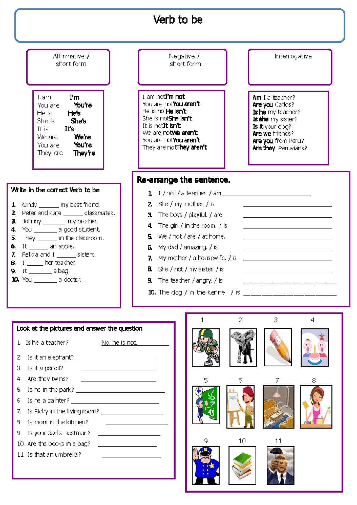 Practice Verb to Be - Práctica del verbo to be - I am I’m You are You ...