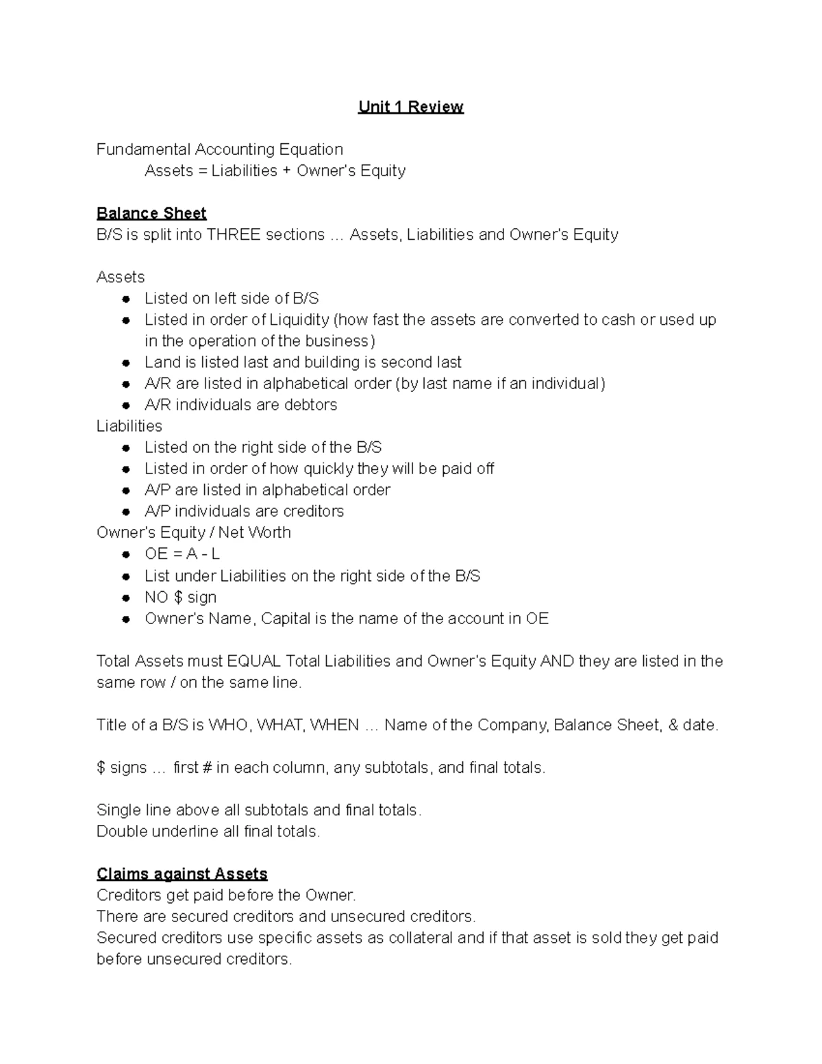 BAF3M Chapter 1 - reading notes - BAF3M Chapter 1 Accounting and ...