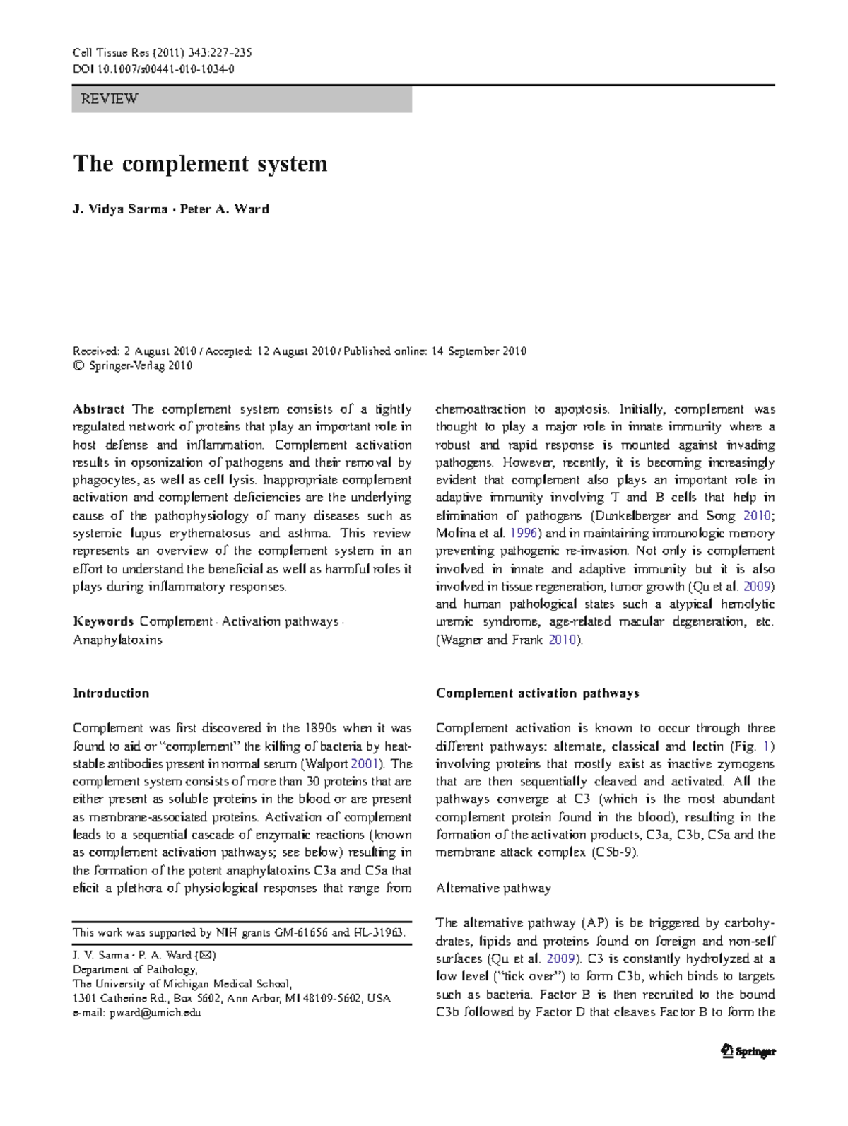 Complement System Overview: Insights into Immunity and Pathology ...