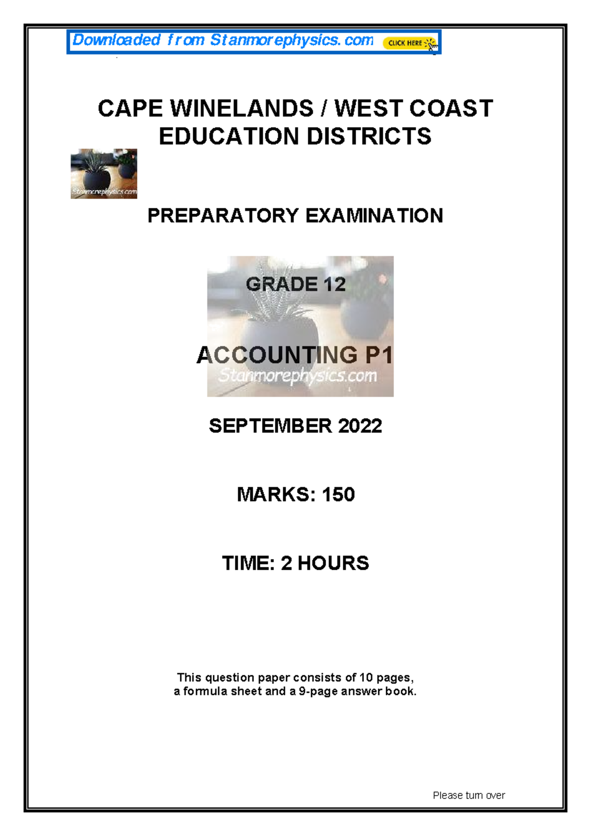 Grade 12 Accounting Preparatory Exam Paper & Memo - Sept 2022 - Studocu