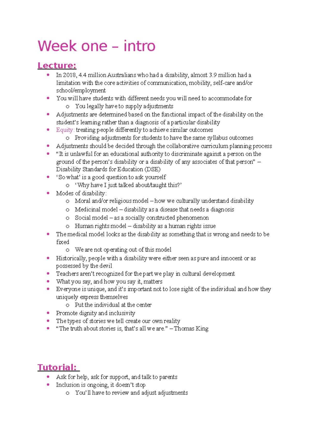 Week 3 - Lecture notes with Kim Clothier - Week three – social and ...