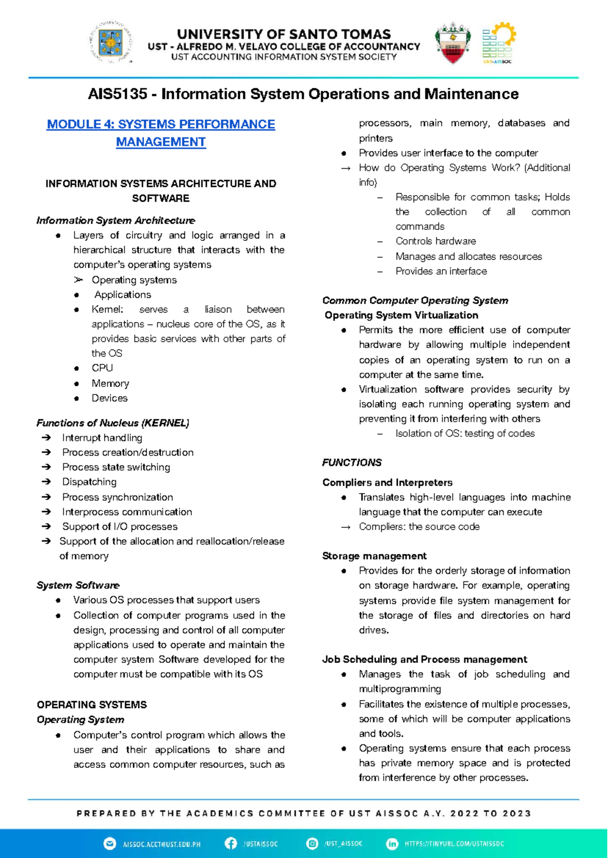 AIS5135 Information Systems Operations: Module 4 Quiz 2 - Studocu