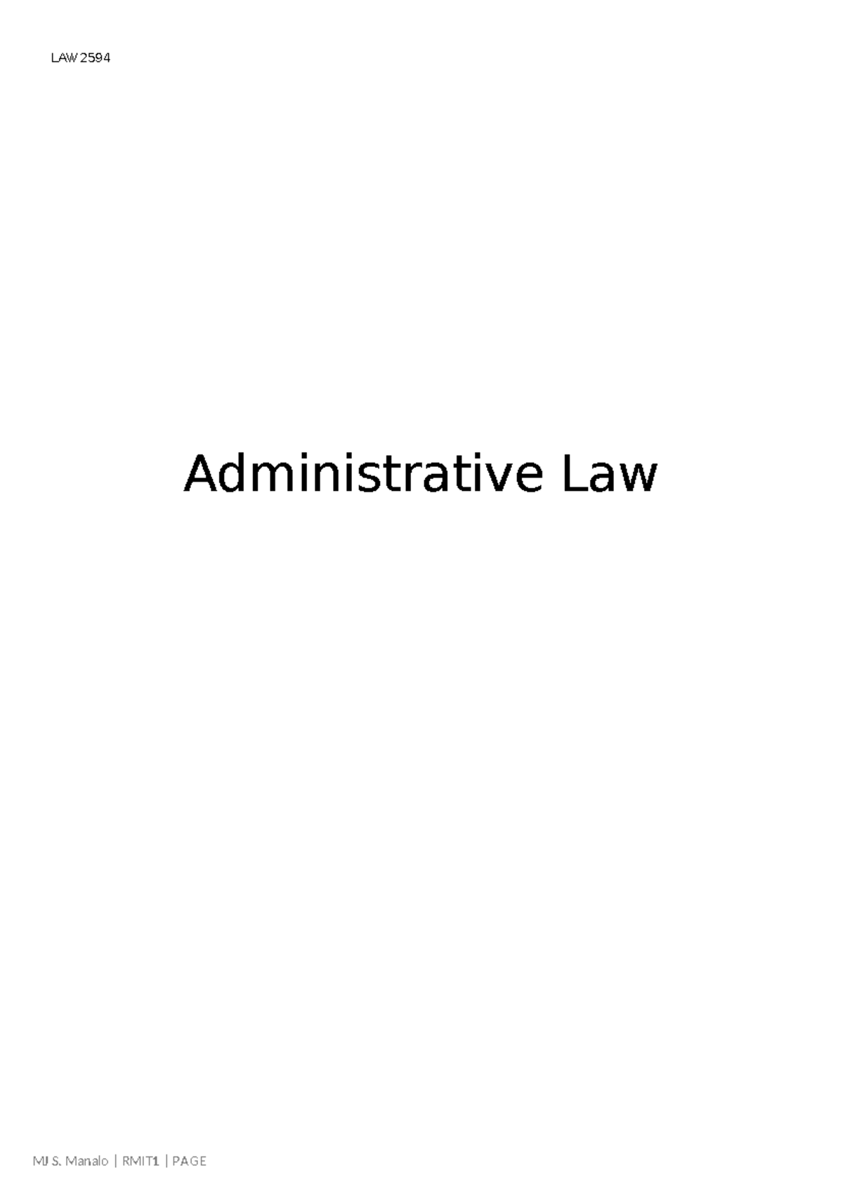Admin Law Exam Notes - Key Concepts & Case Reviews - Studocu