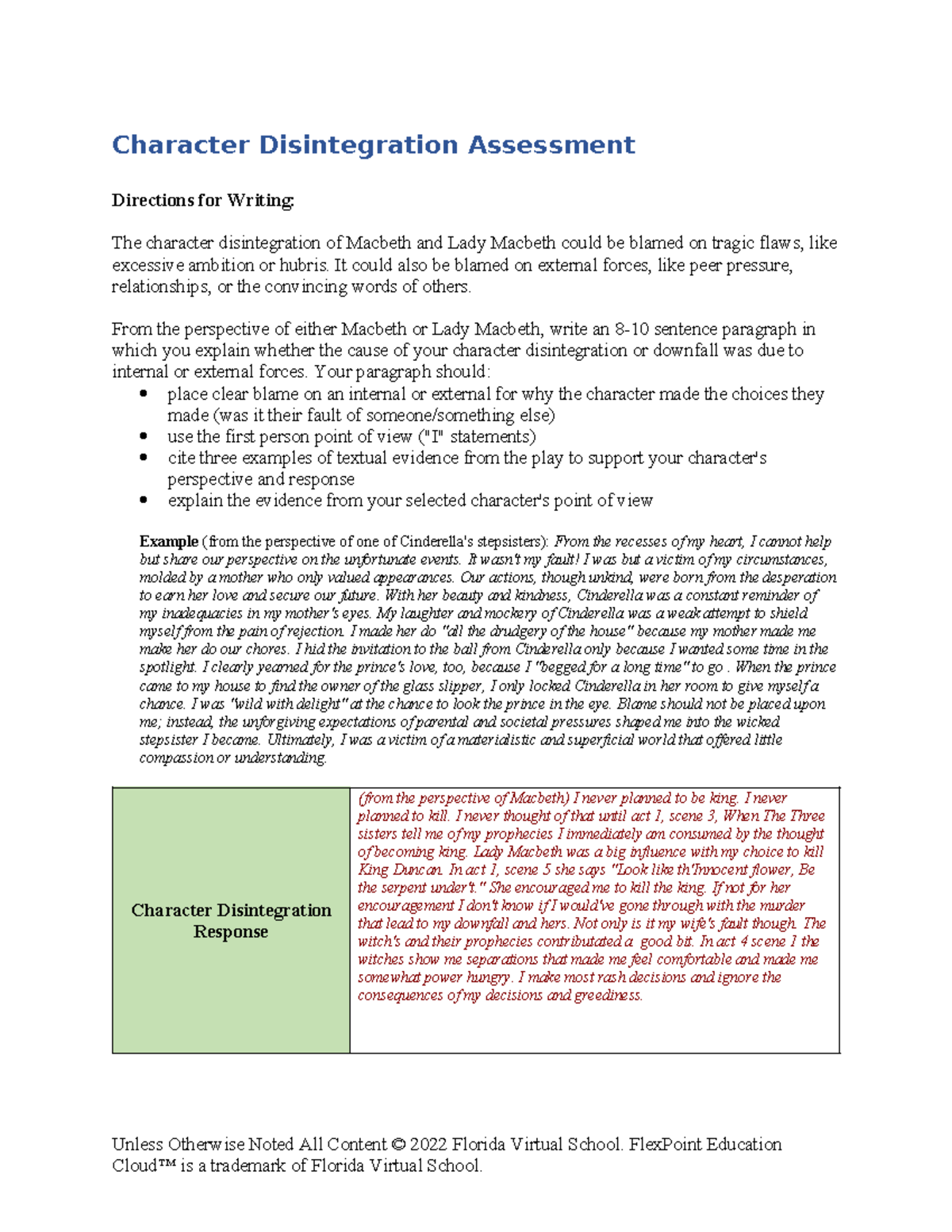 Character disintegration - It could also be blamed on external forces ...