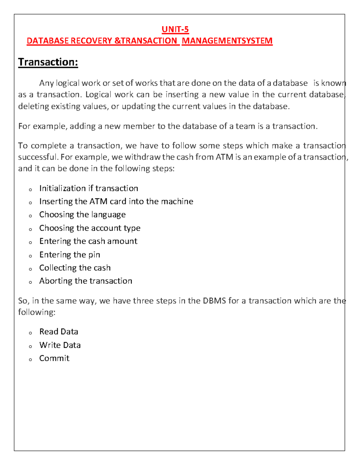 DBMS (UT-5) - Understanding Database Recovery Management and ...