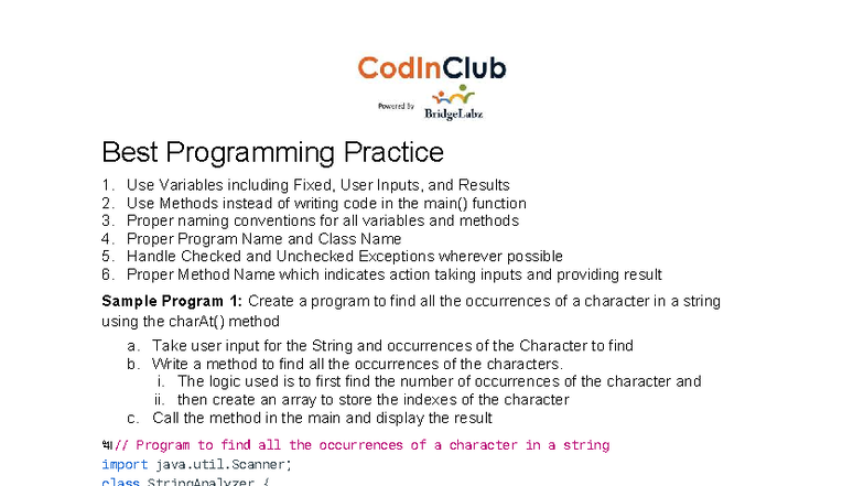 Java String Level 3 Lab Practice: Best Programming Practices and ...