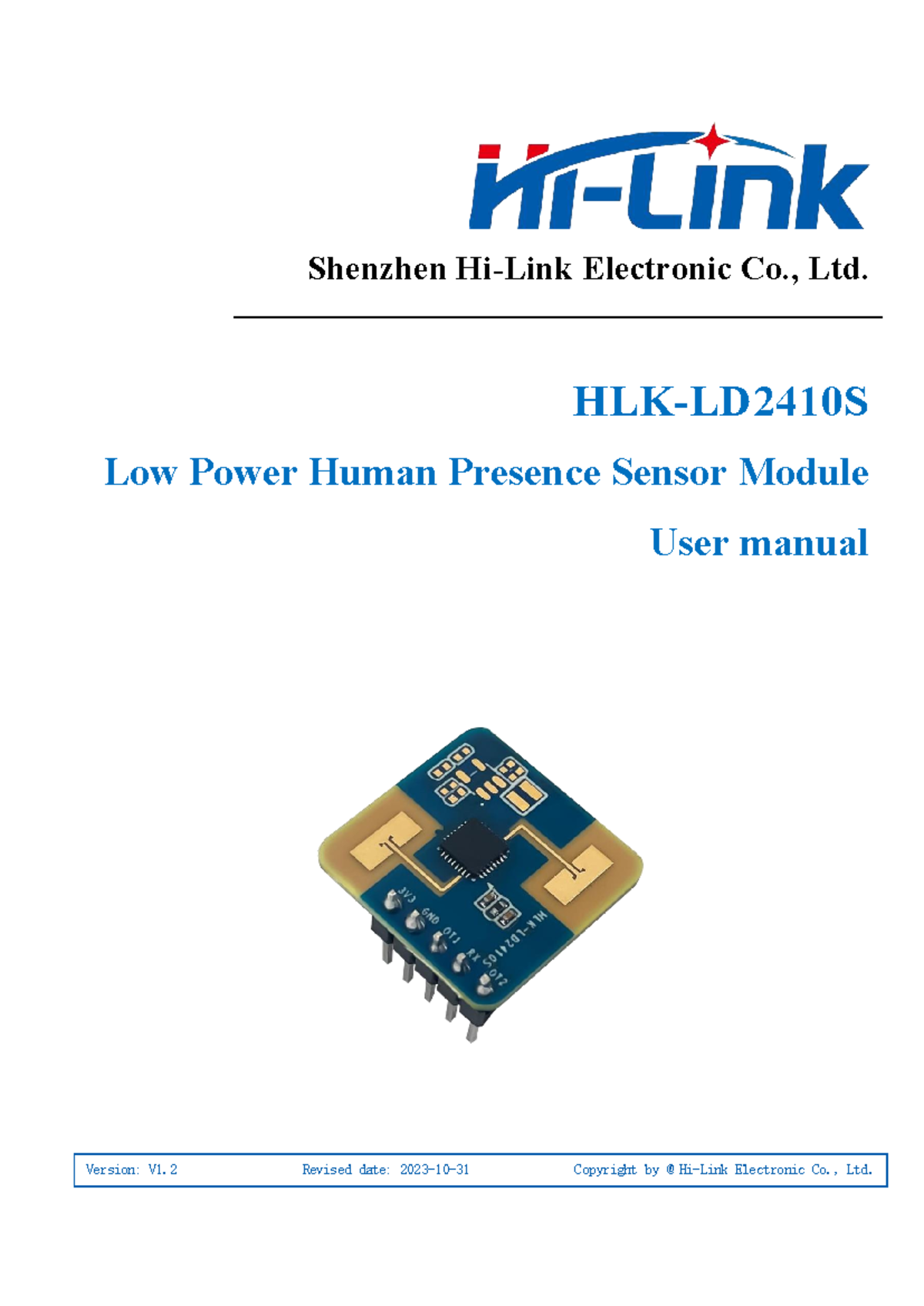 HLK-LD2410S User Manual: Low Power Human Presence Sensor V1.2 - Studocu
