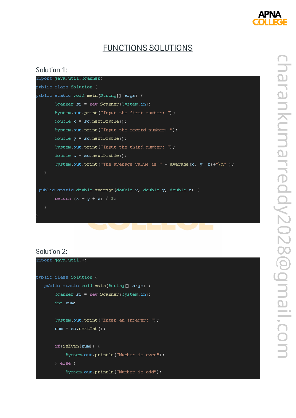 Functions Solutions - DSA in Java: Code Examples and Explanations - Studocu