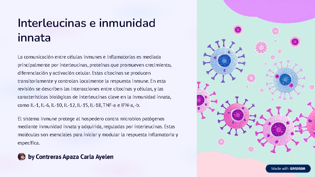 Interleucinas y su Rol en la Inmunidad Innata: Revisión Completa - Studocu