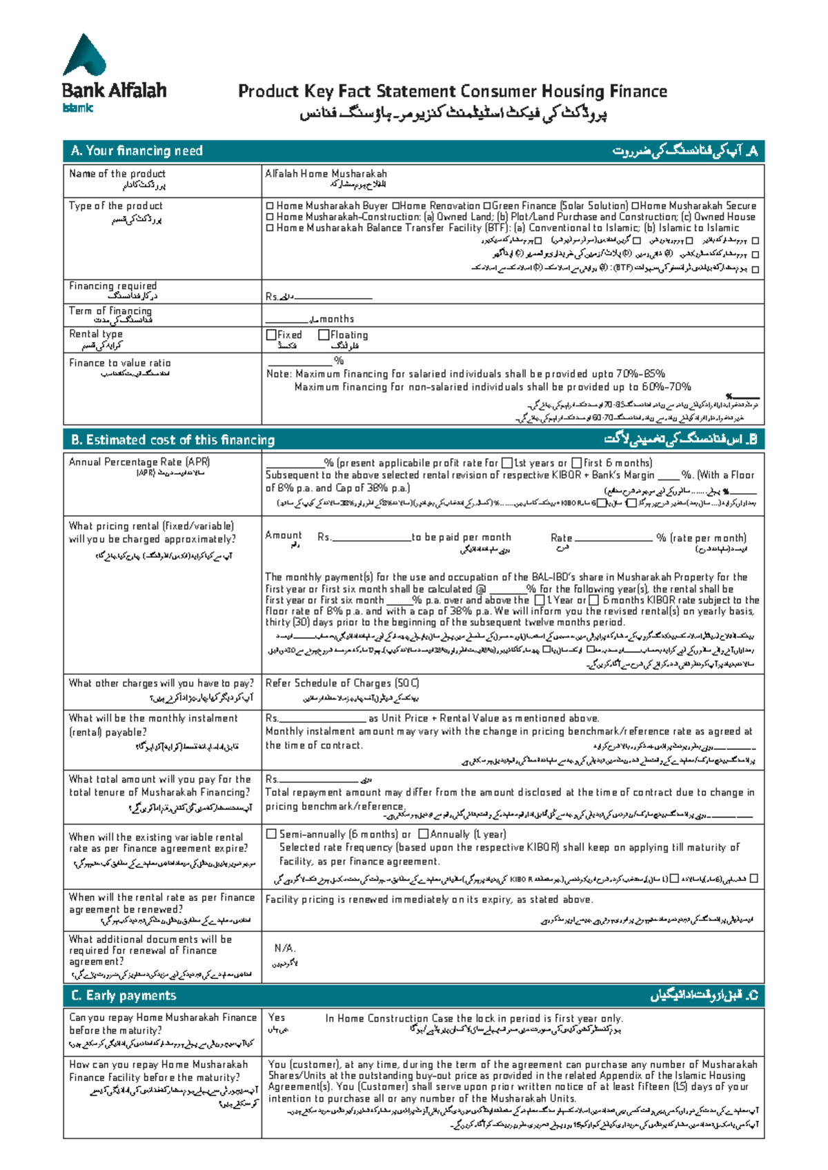 Product Key Fact Statement: Consumer Housing Finance (SK) - Studocu