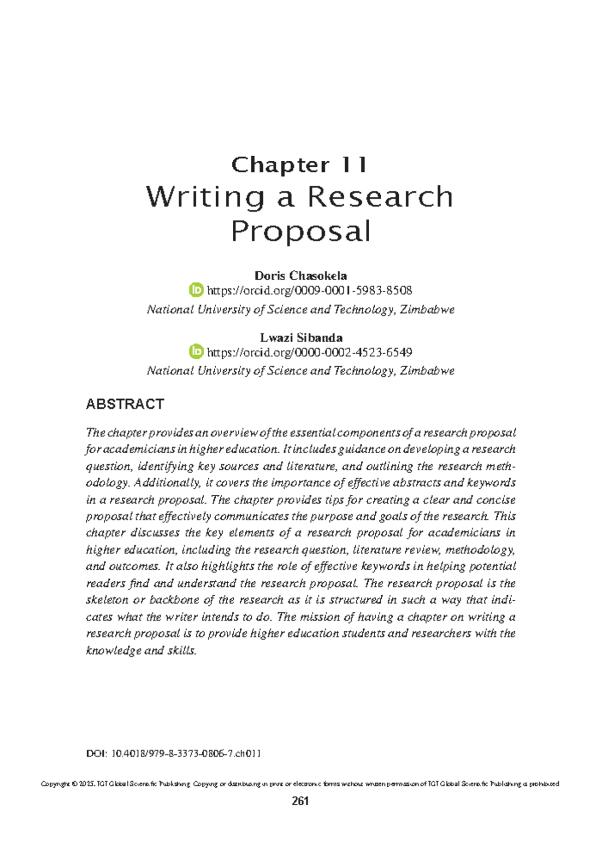 Chapter 11: Writing a Research Proposal (Course Code: NUST) - Studocu