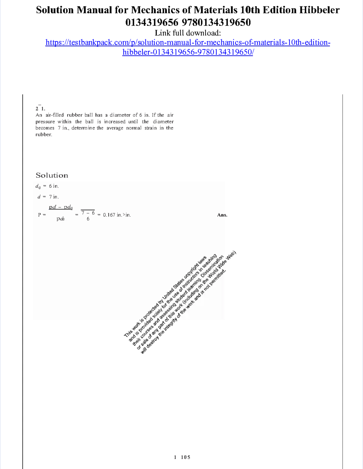Solution Manual for Mechanics of Materials 10th Ed. Hibbeler - Studocu