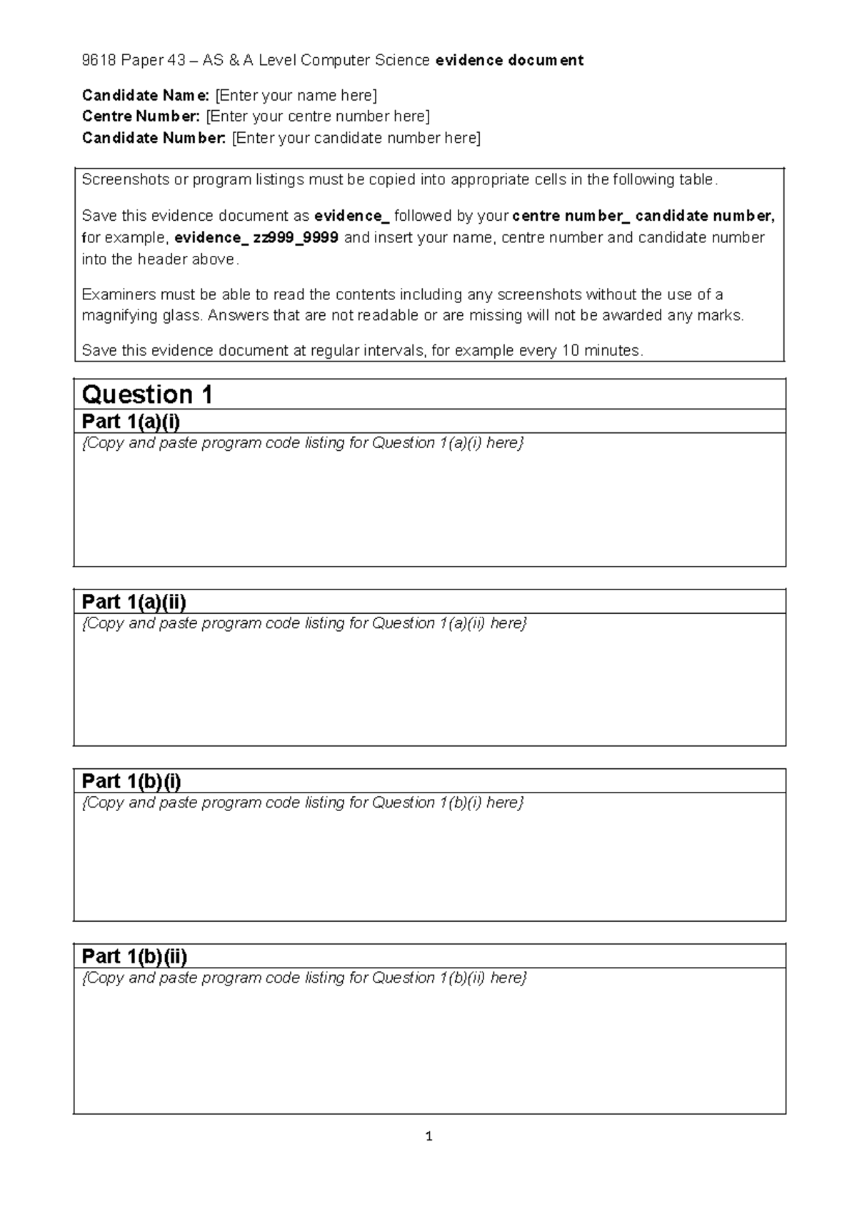 Evidence Document: Coding Examples & Screenshots for Exam Submission ...