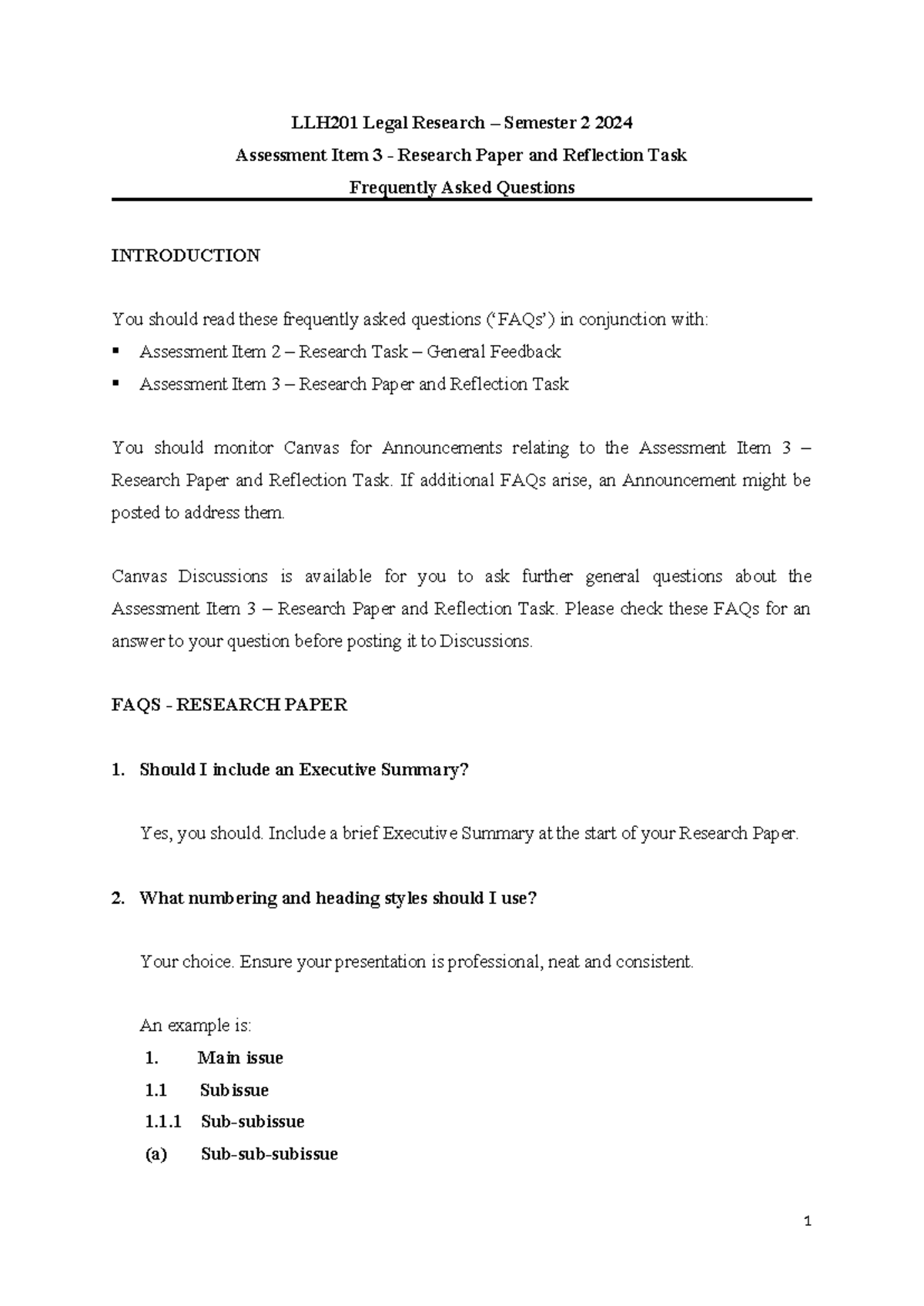 2024 - Assessment Item 3 - Research Paper and Reflection Task - FAQ ...