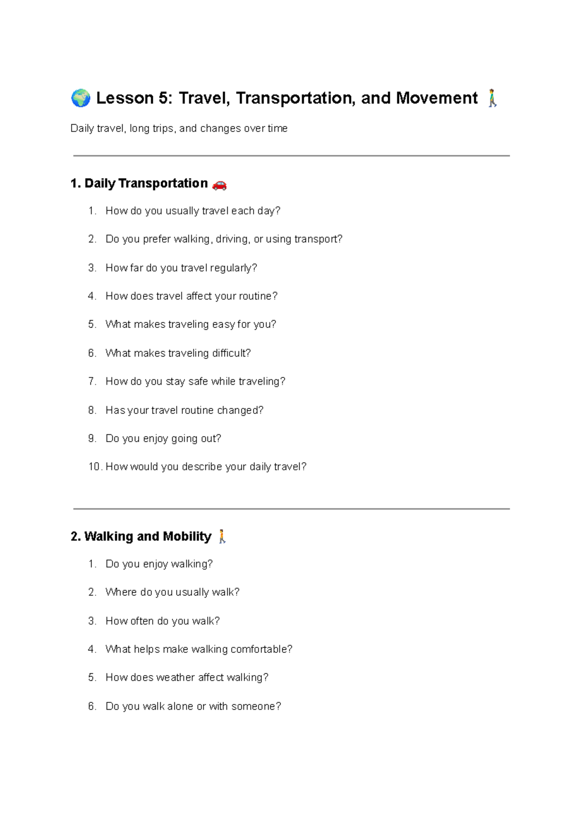 Lesson 5: Travel, Transportation, and Movement Notes - Studocu