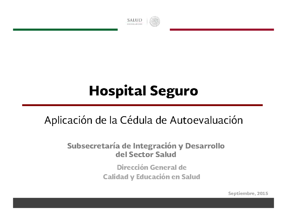 Hospial segurop - hospital seguro - Subsecretaría de Integración y