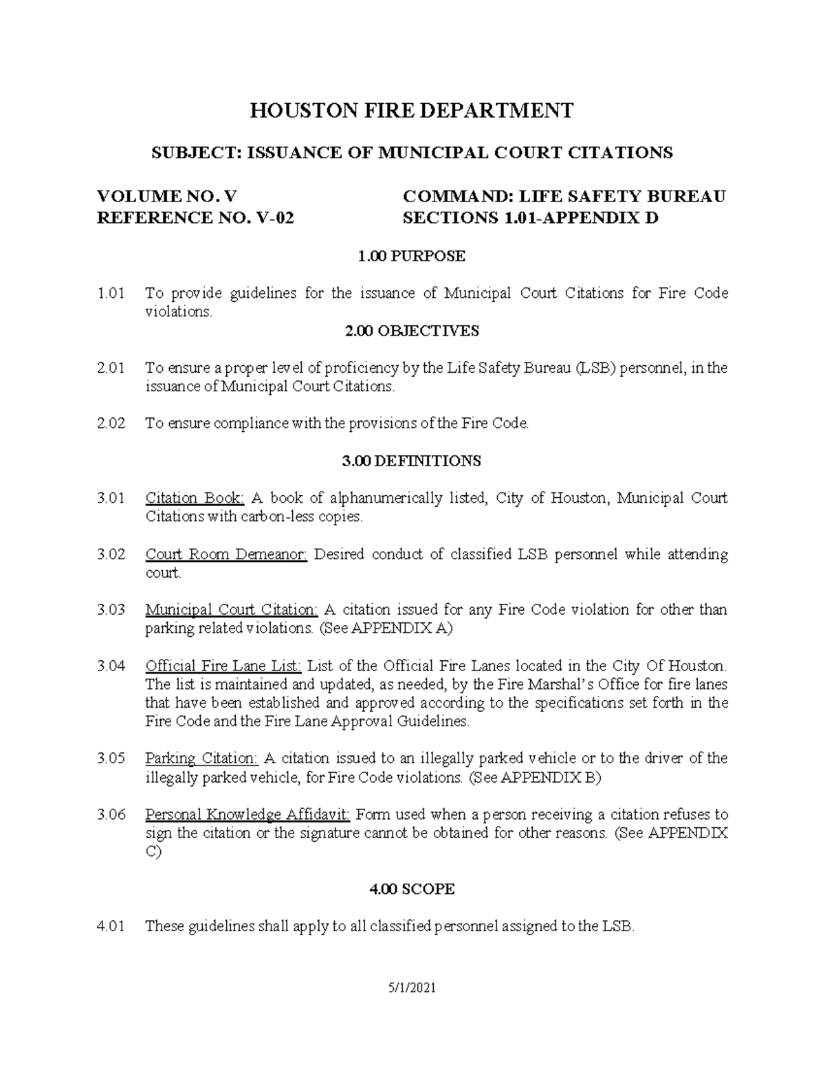 Issuance Guidelines for Municipal Court Citations - HFD - Studocu