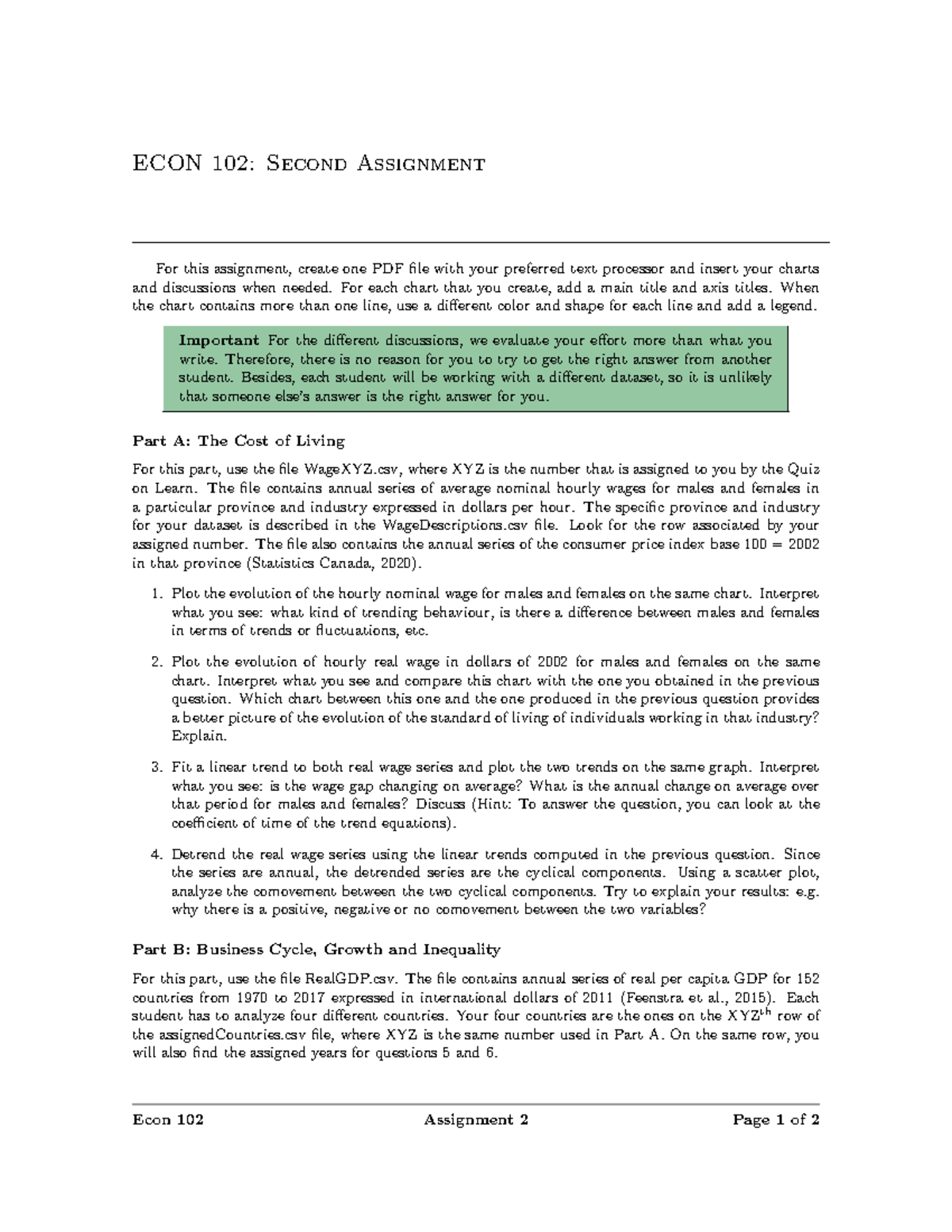 ECON 102: Analysis and Interpretations for Assignment 2 - Studocu