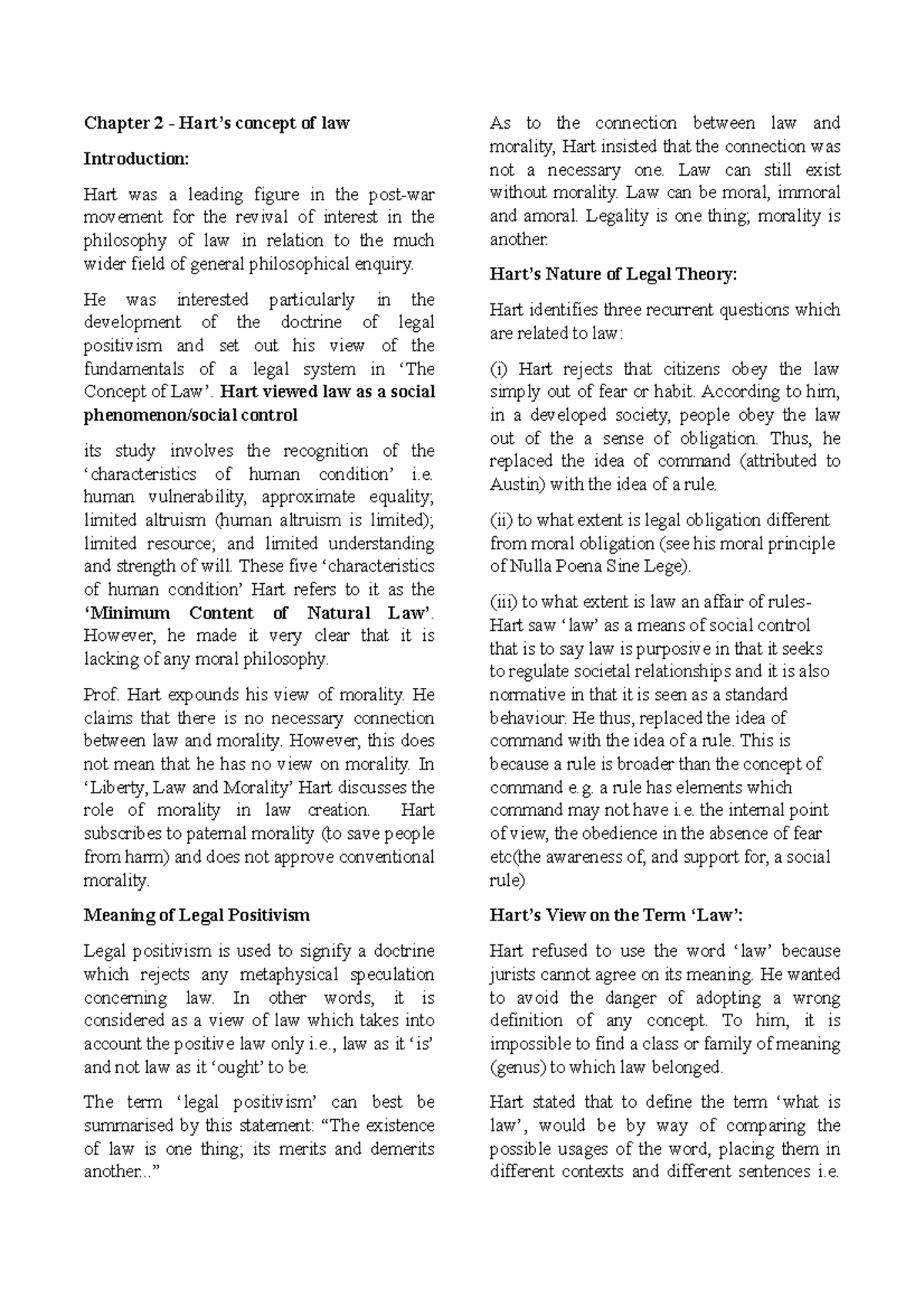 HLA Hart's Legal Positivism: Insights and Concepts Explained - Studocu