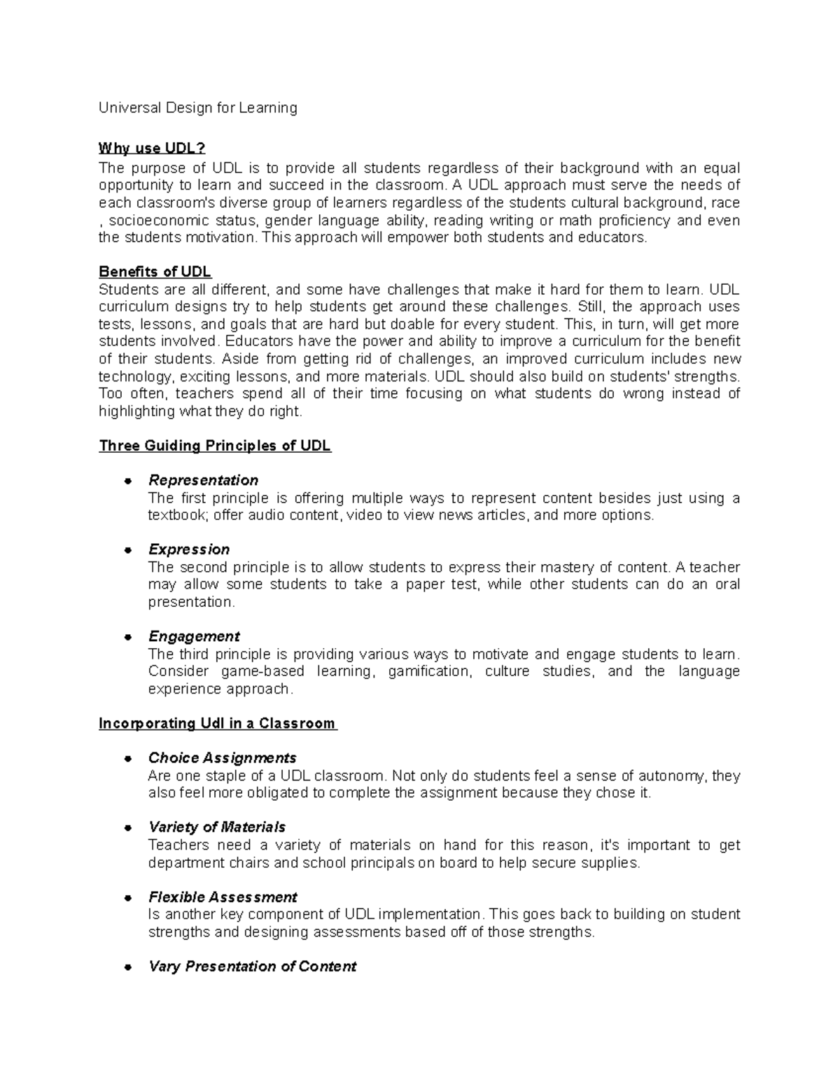 UDL Strategies for Inclusive Learning: A Comprehensive Guide - Studocu