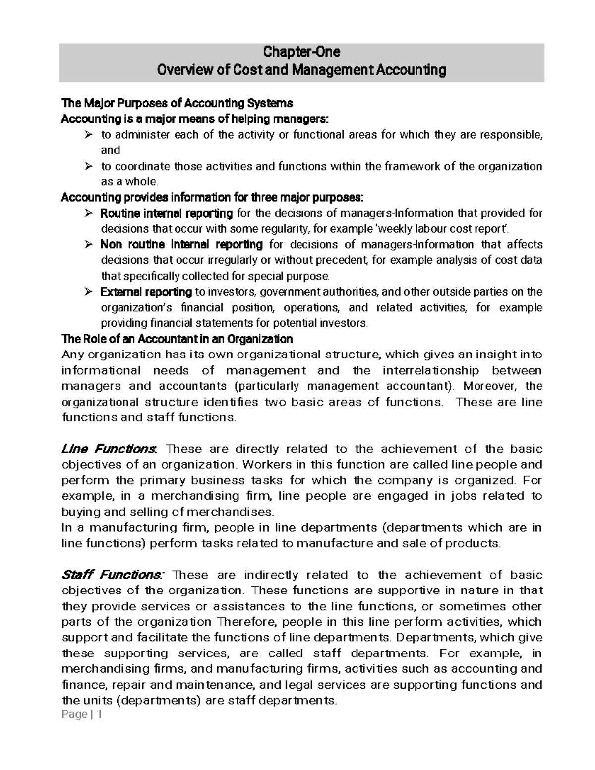 CH-1 & CH-2 Overview of Cost and Management Accounting Concepts - Studocu