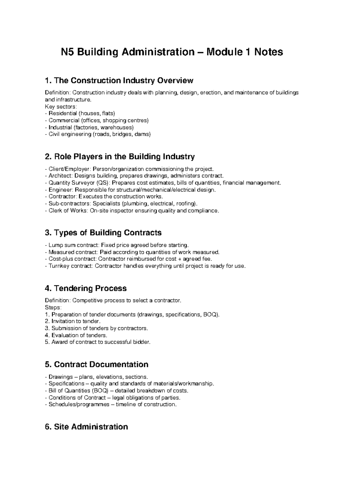 N5 Building Administration: Module 1 Overview & Key Concepts - Studocu