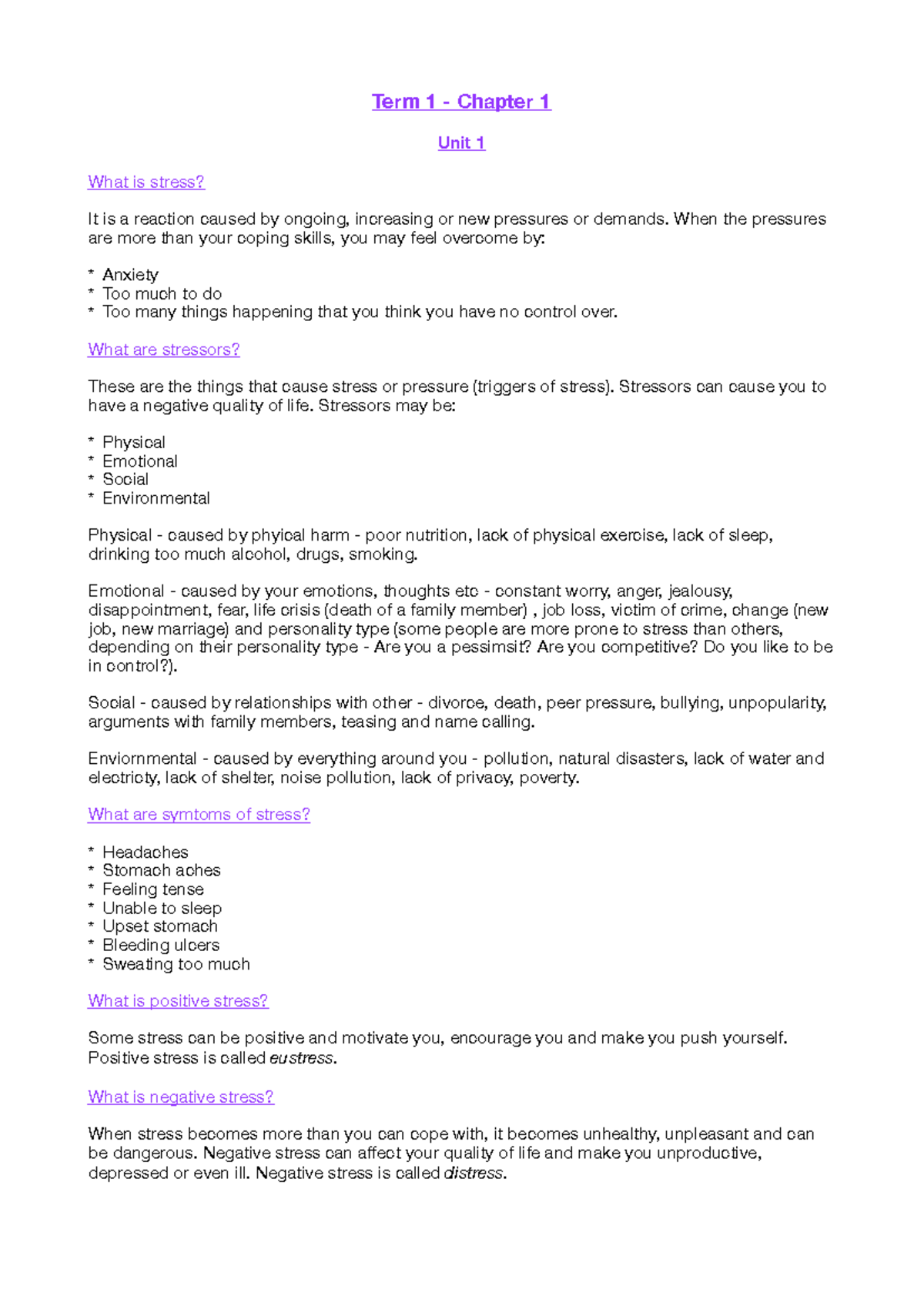 Life Orientation Grade 12: Understanding Stress, Conflict, and ...
