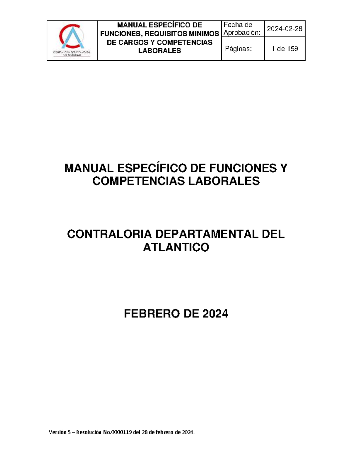 Manual Específico de Funciones y Competencias Laborales 2024 - Studocu