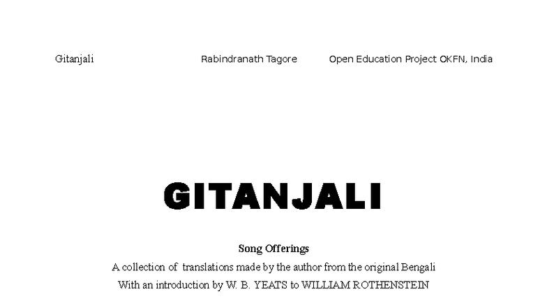 GIT 101: Gitanjali - A Study of Rabindranath Tagore's Song Offerings ...