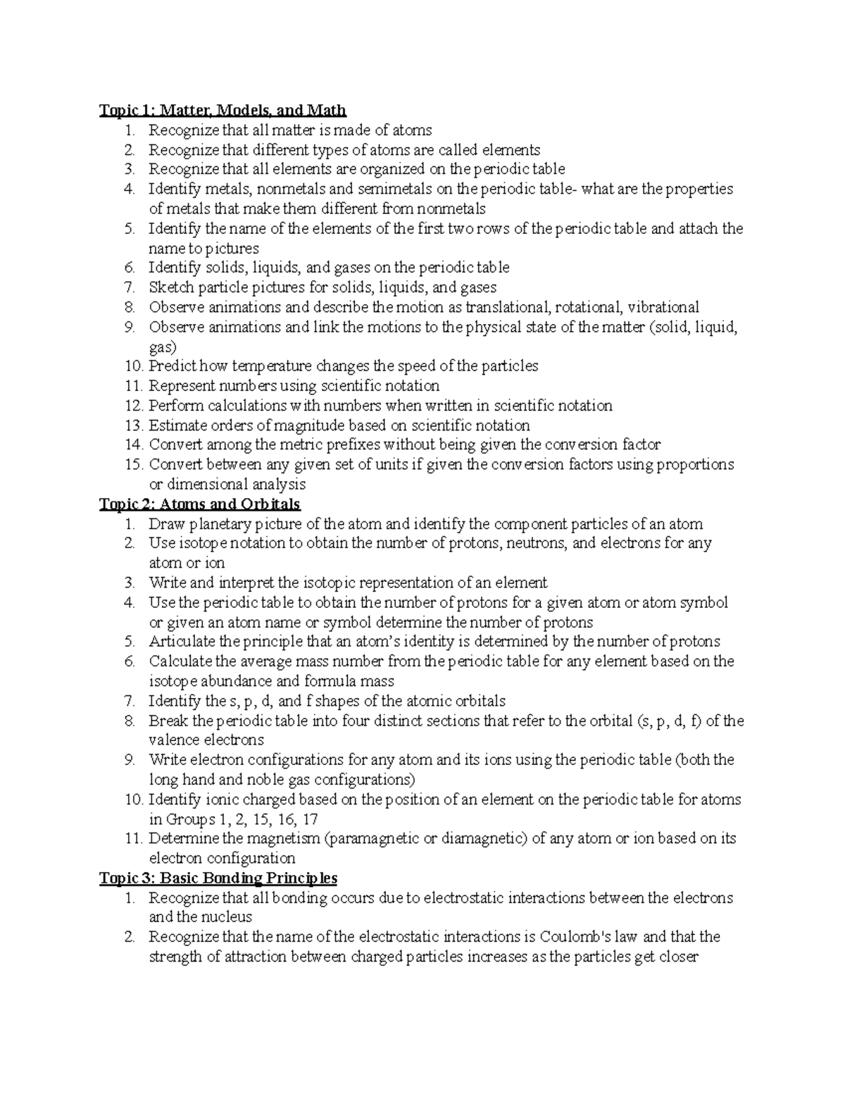 CHEM 102 Exam 1 Study Guide: Key Concepts & Points - Studocu