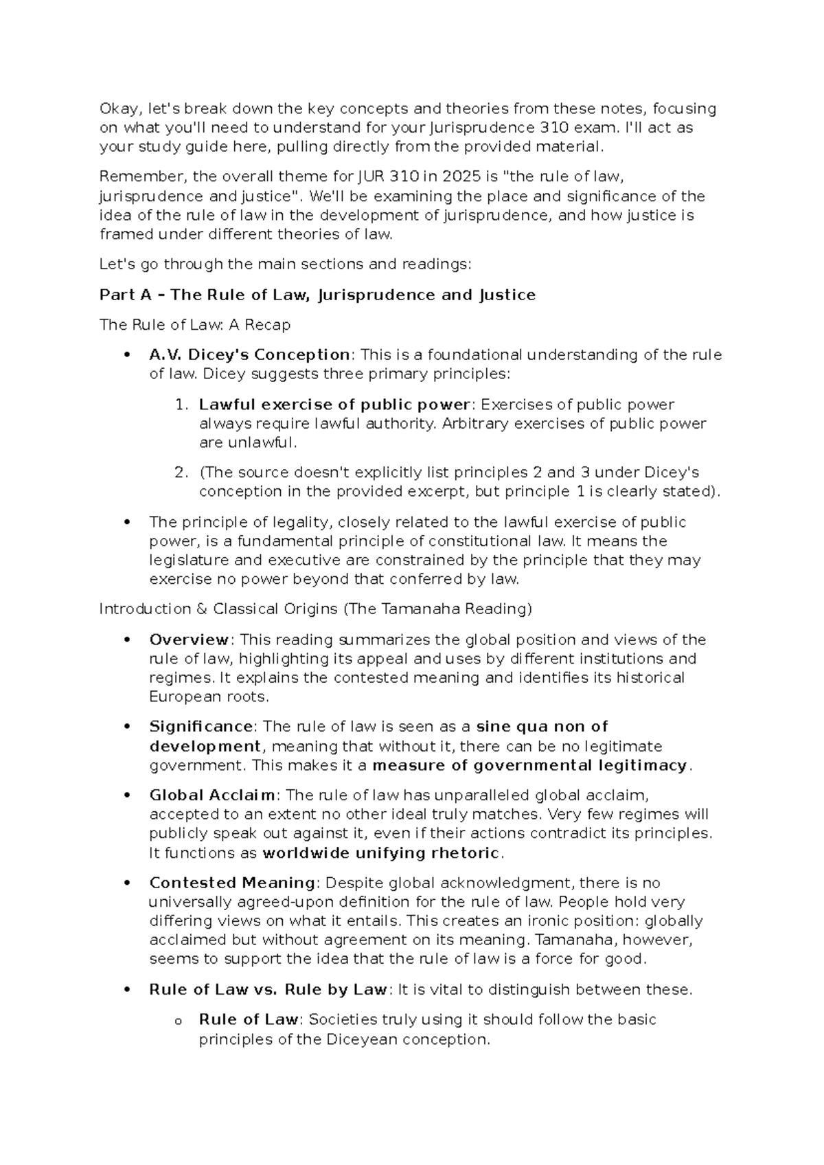 JUR 310 Final Exam Study Guide: Key Concepts in Jurisprudence - Studocu