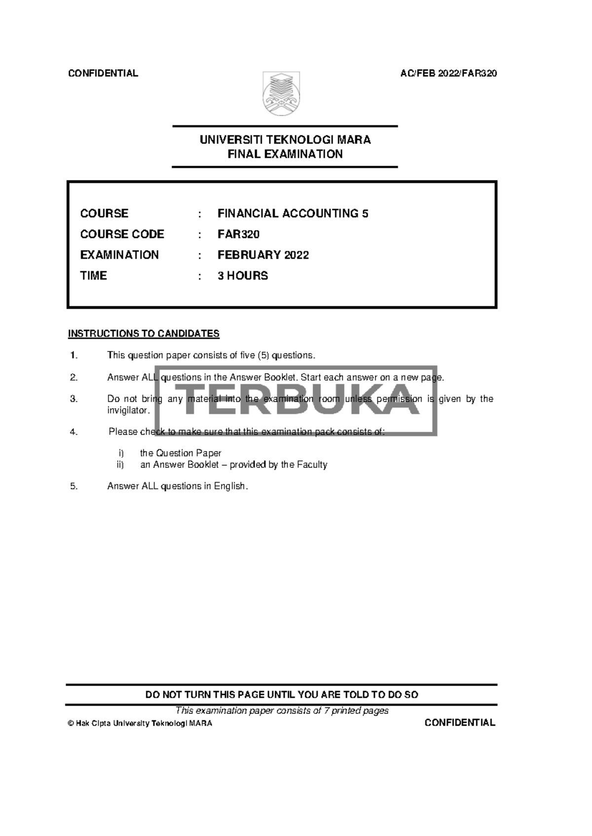 FAR320 Final Exam - Financial Accounting 5 (Feb 2022) - Studocu