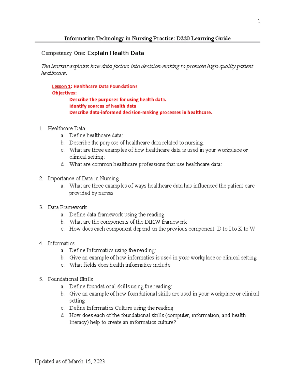 D220 Learning Guide: Understanding Health Data in Nursing Practice ...