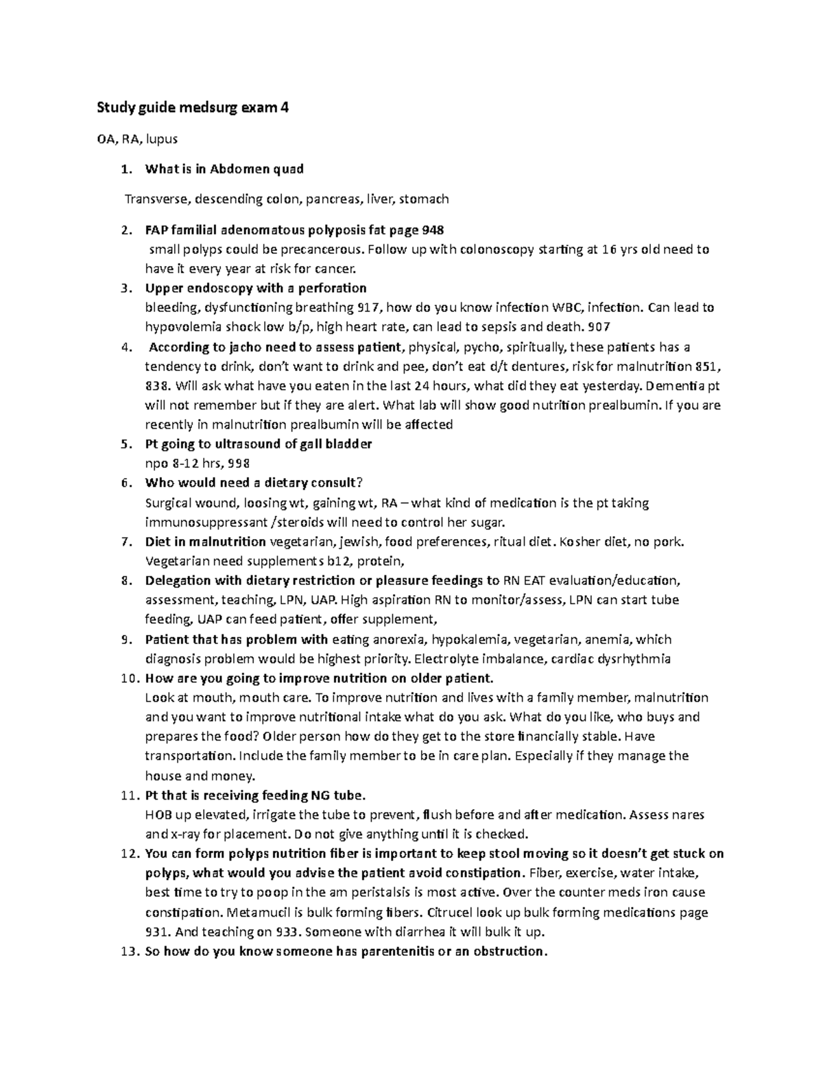 Medsurg 4 Study Guide - Key Topics for Exam Preparation - Studocu