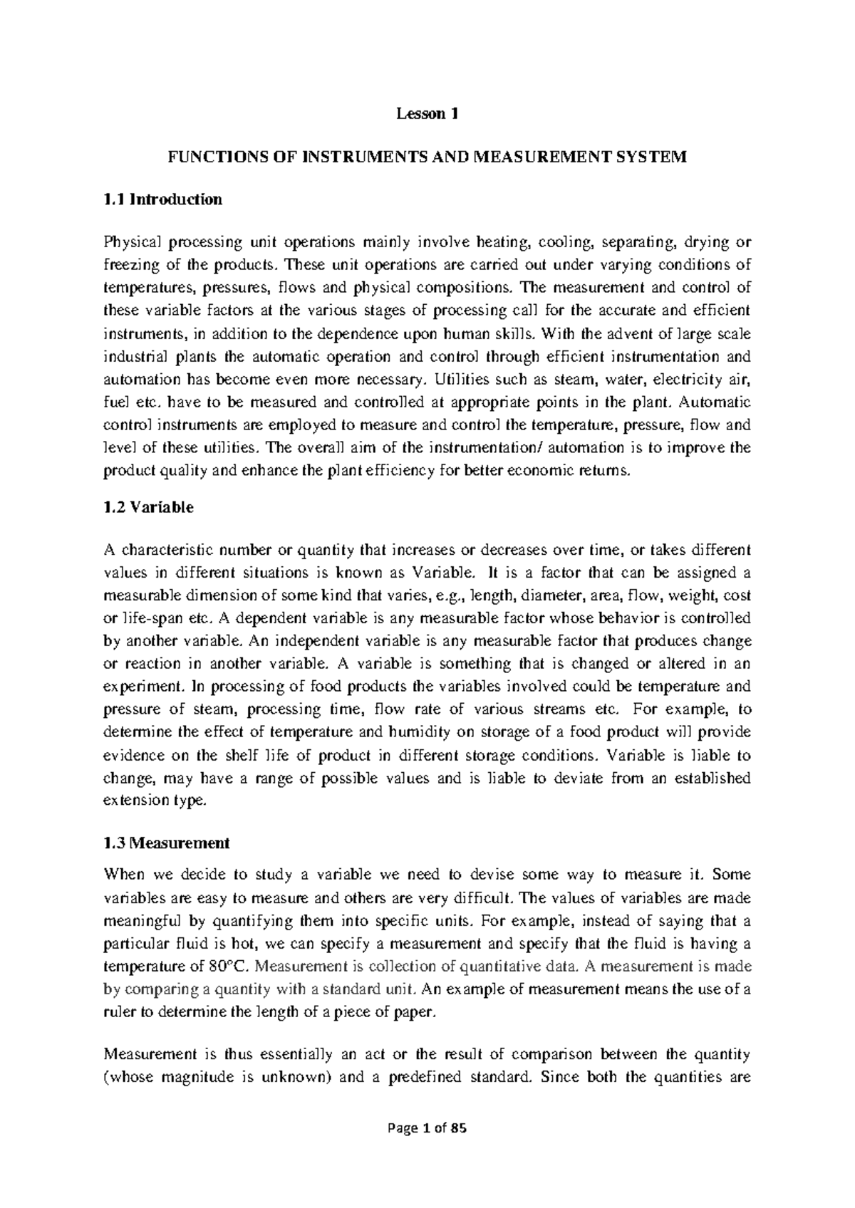 SPH442 Notes Transducers - Lesson 1 FUNCTIONS OF INSTRUMENTS AND ...