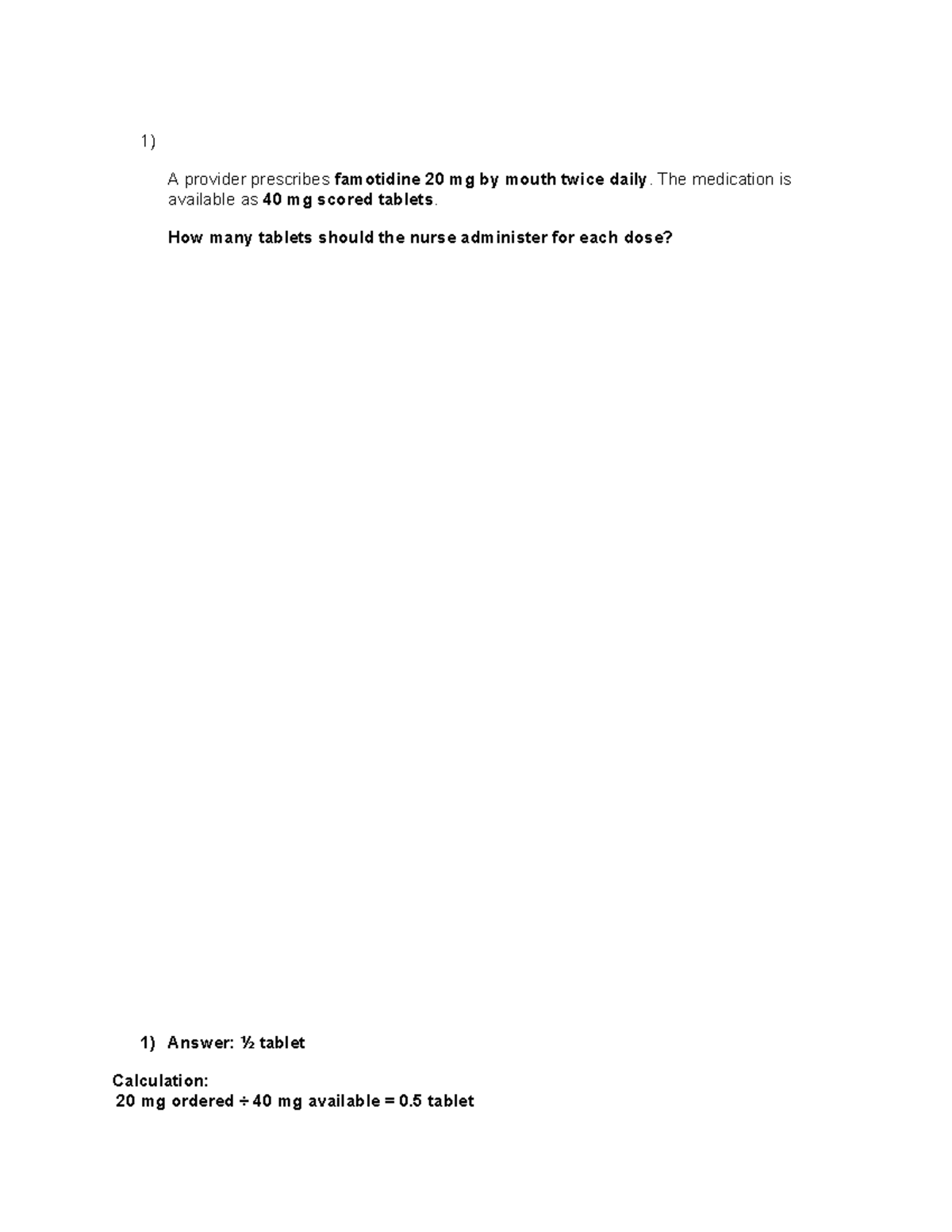 Math Problems for LPN - Nursing Dosage Calculations and Notes - Studocu