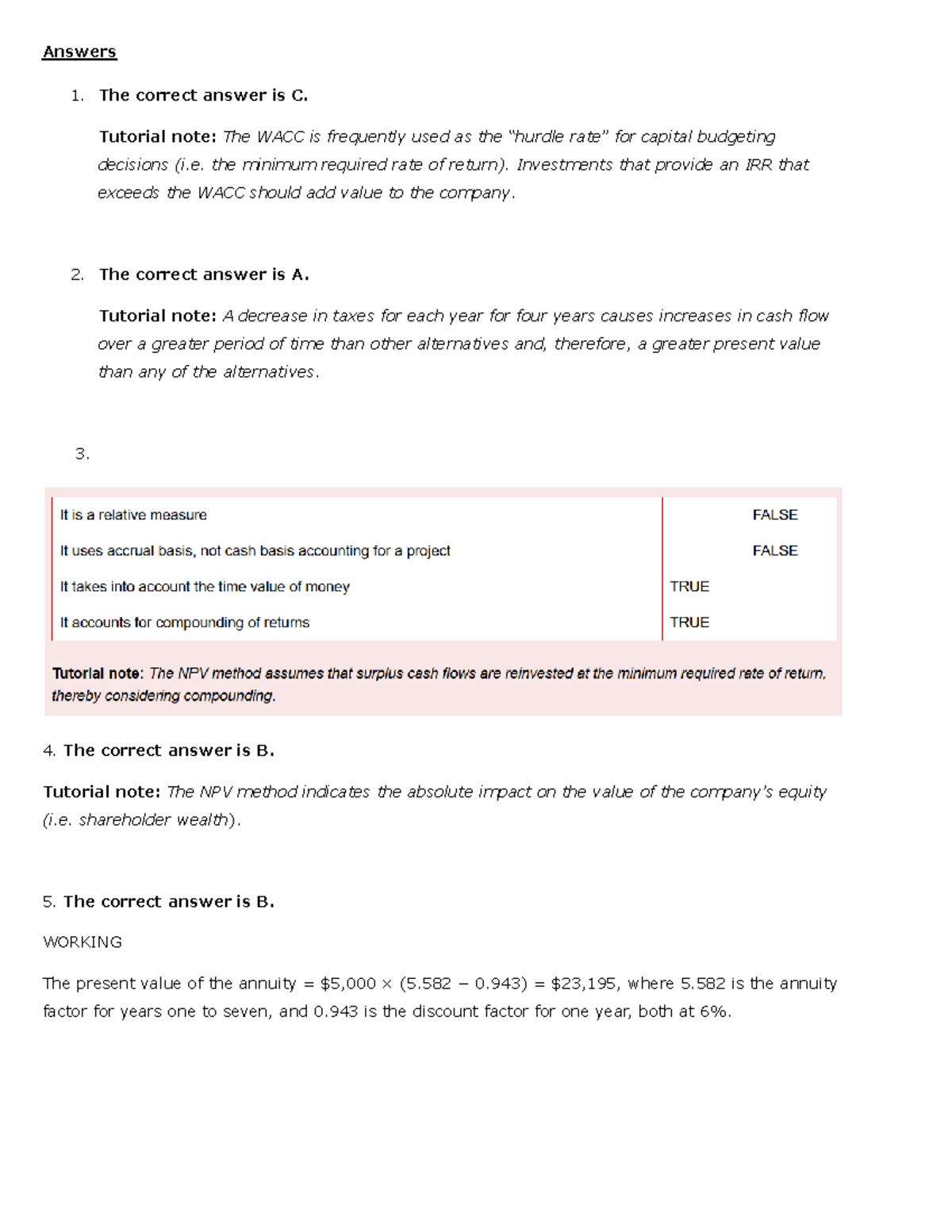 FM Exam Prep Mock Answers for Capital Budgeting Concepts - JUNE 2025 ...