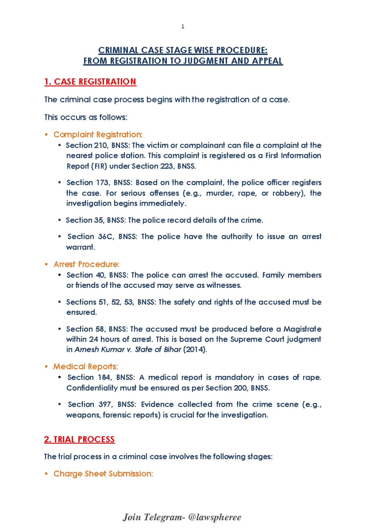 1 CRIMINAL CASE STAGE-WISE PROCEDURE: FROM REGISTRATION TO APPEAL - Studocu