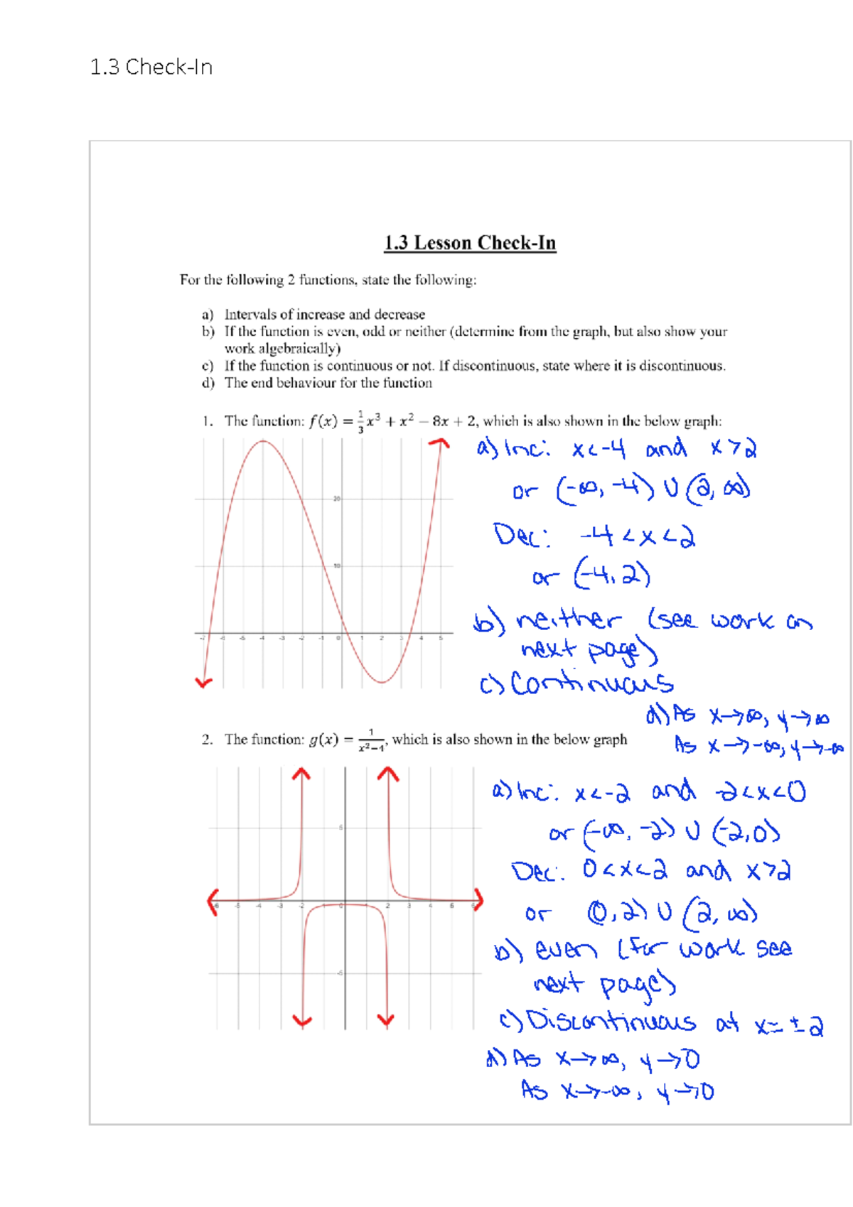 MAT 101 Lesson: Analyzing Functions - Intervals & Continuity - Studocu