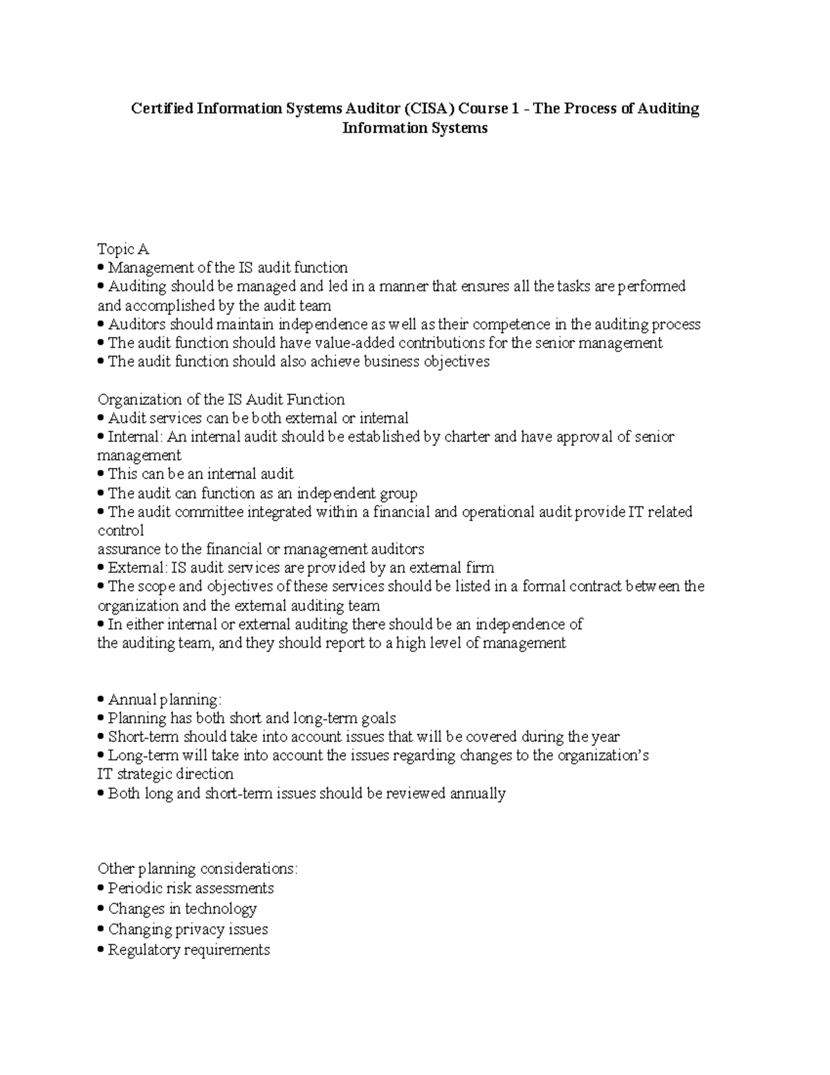 Certified Information Systems Auditor - Such information shall not be ...