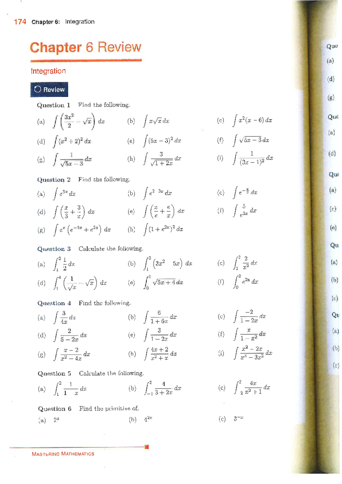 174 Chapter 6: Integration Review Questions and Solutions - Studocu