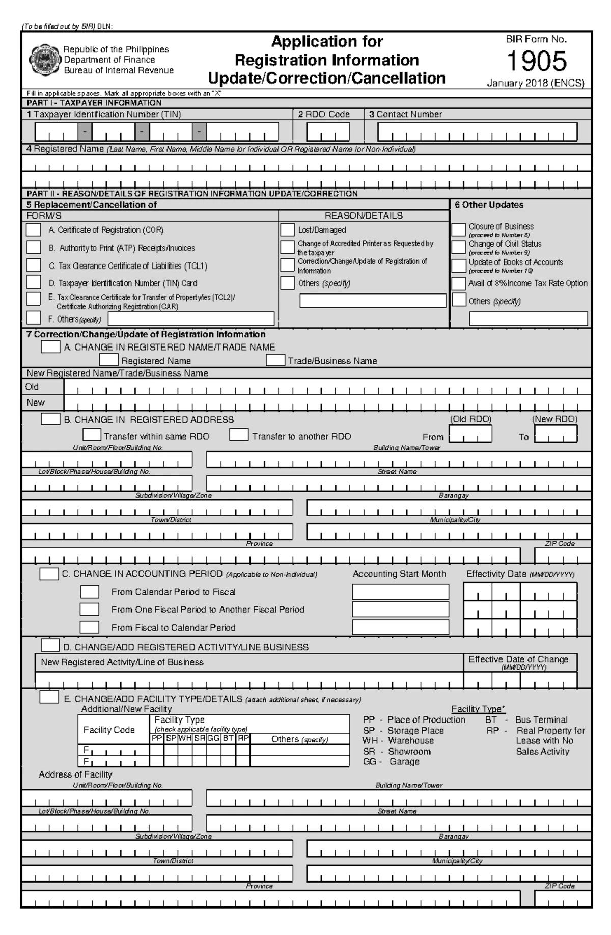 BIR Form 1902 January 2018 ENCS final - (To be filled out by BIR) DLN ...