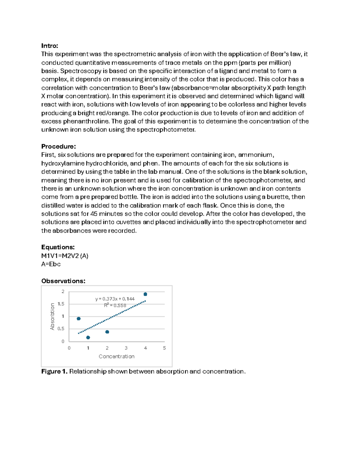 CHM 113 Lab 3 - Spectrometric Analysis of Iron: Lab Report - Studocu