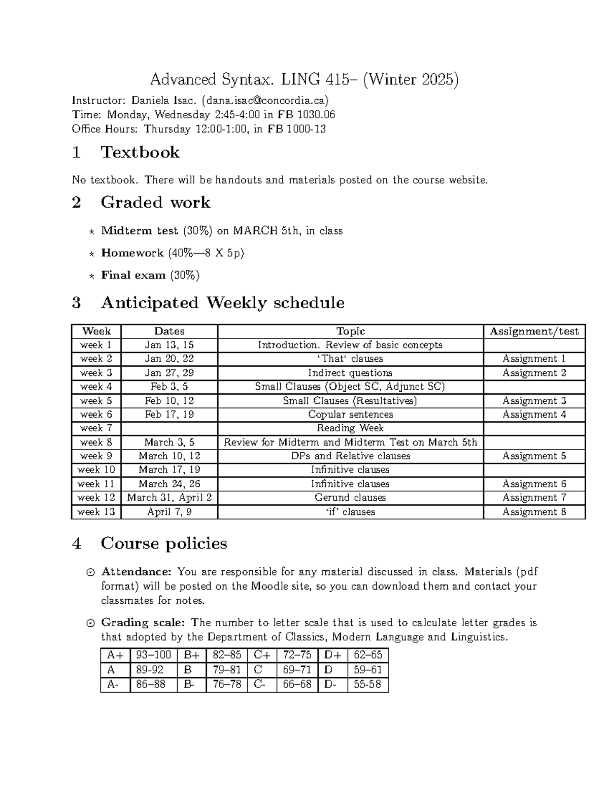 LING 415 Syllabus: Advanced Syntax - Winter 2025 - Studocu