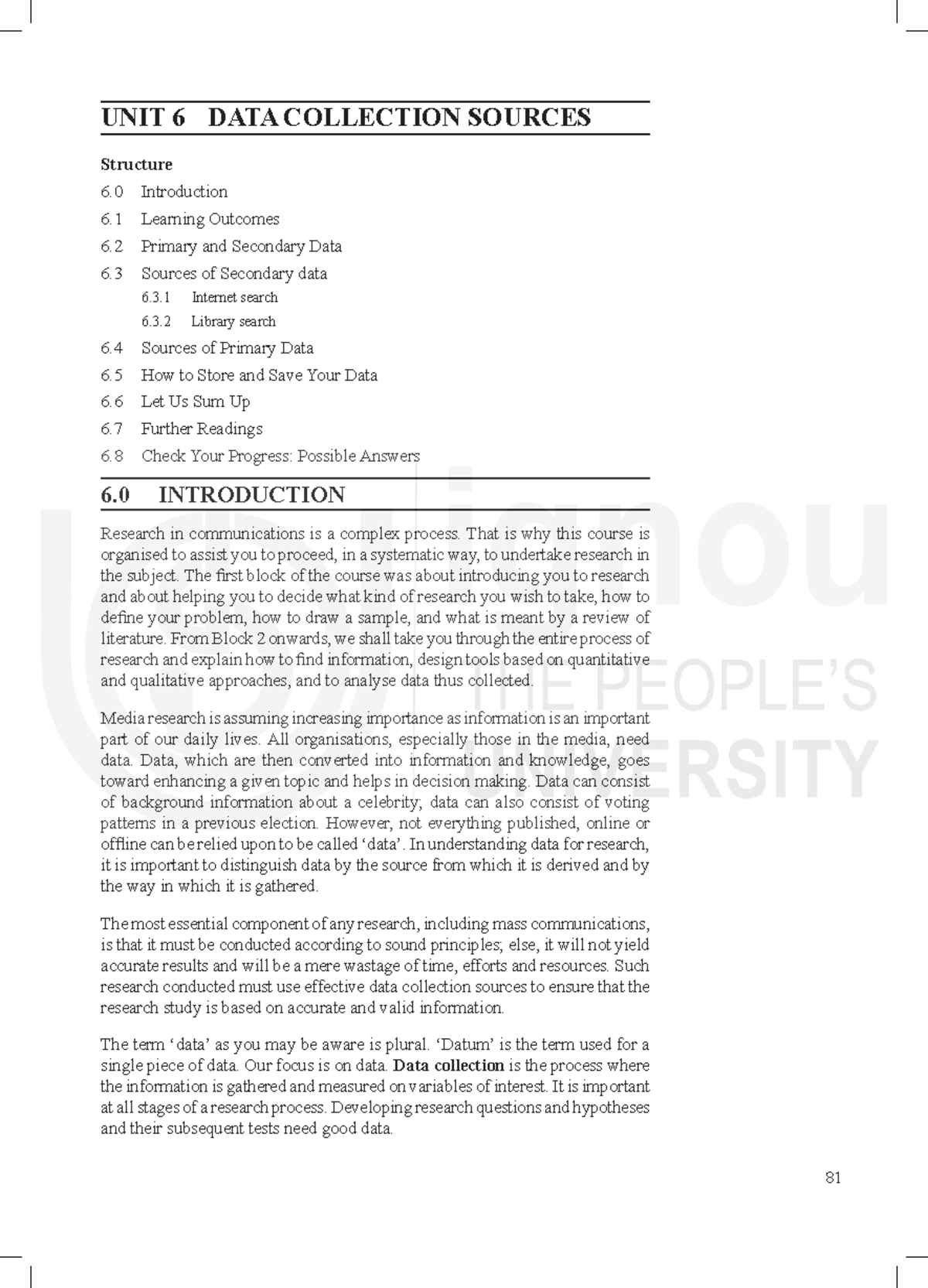 Unit 6: Data Collection Sources in Research Methods (RM&IP) - Studocu