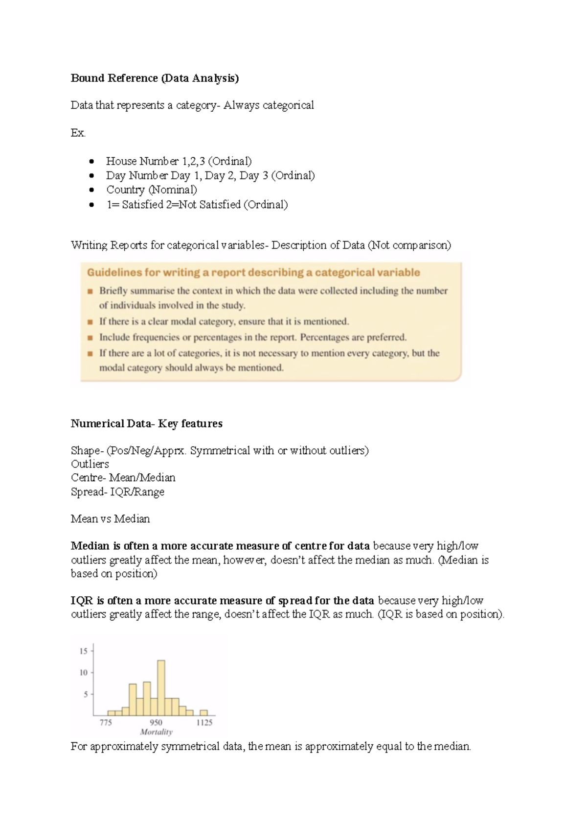 Data Analysis Techniques: Bound Reference for Categorical Data - Studocu