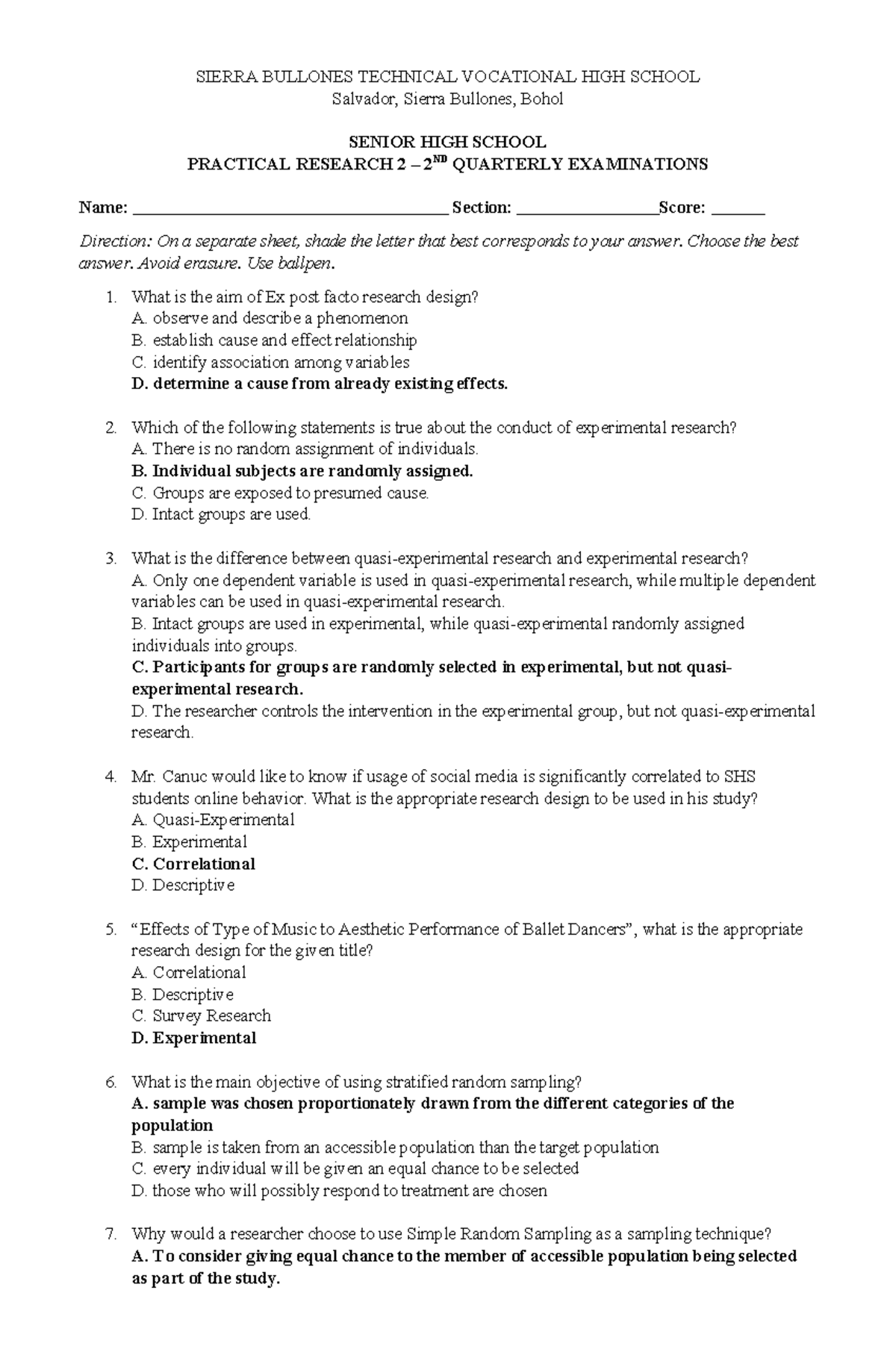 PR 2 - 2nd Quarterly Exam Review Questions and Answers - Studocu