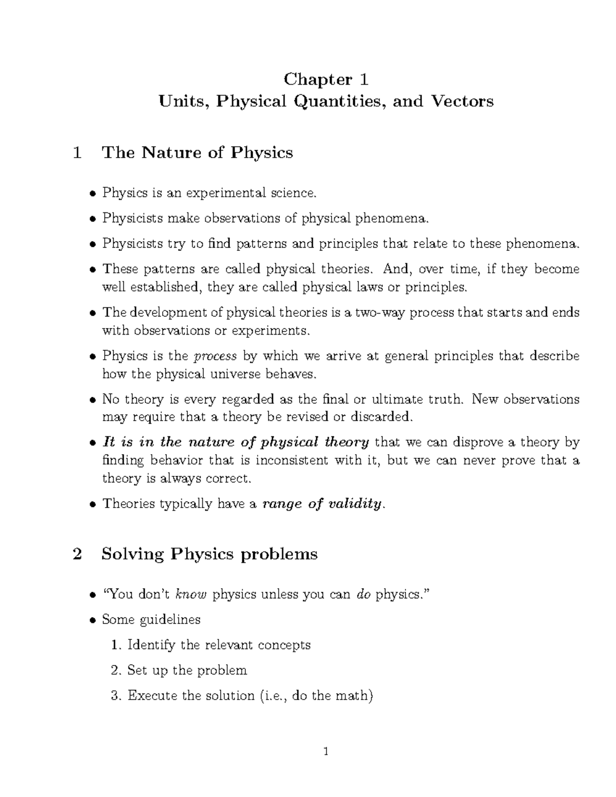 Chapter 1: Units, Physical Quantities, and Vectors in Physics - Studocu